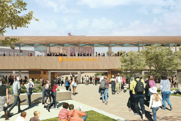 render of proposed Exhibition station concepts